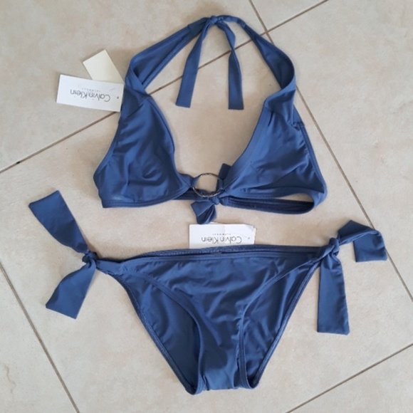 calvin klein bikini top blue